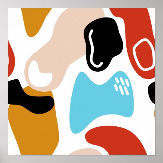 Retro Abstracte Doodle Glamor Finger Line Art Poster (Voorkant)