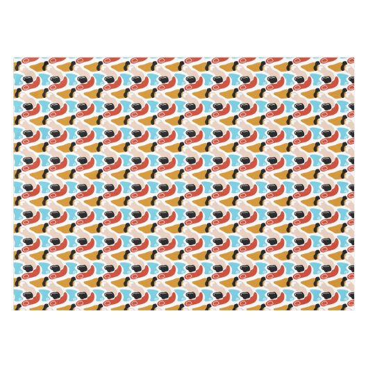 Retro Abstracte Doodle Glamor Finger Line Art Tafelkleed (Voorkant (Horizontaal))