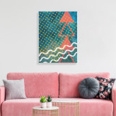 Retro Abstracte driehoek van vier en Stippen Canvas Afdruk (Insitu (Woonkamer))