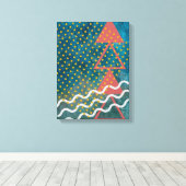 Retro Abstracte driehoek van vier en Stippen Canvas Afdruk (Insitu (Houten vloer))