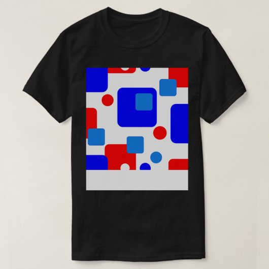 Retro Abstracte Droomruimte Blauw Rood op Wit T-shirt (Design voorkant)
