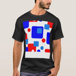 Retro Abstracte Droomruimte Blauw Rood op Wit T-shirt