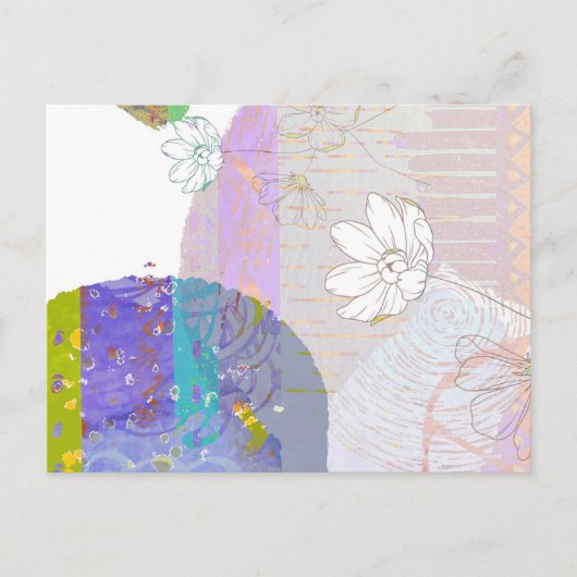 Retro Abstracte Floral Collage Briefkaart (Voorkant)