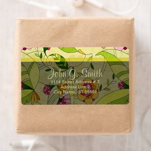 Retro Abstracte Floral Collage Etiket (Insitu)