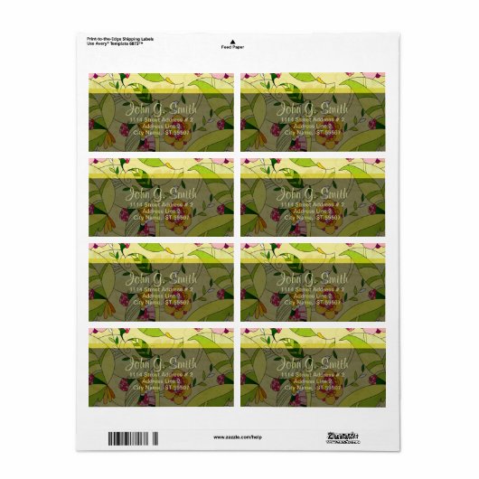 Retro Abstracte Floral Collage Etiket (Full Sheet)