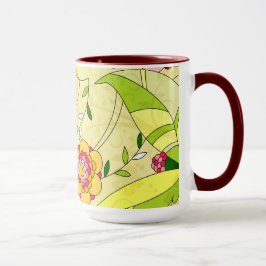 Retro Abstracte Floral Collage Mok
