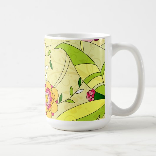 Retro Abstracte Floral Collage Mok (Rechts)