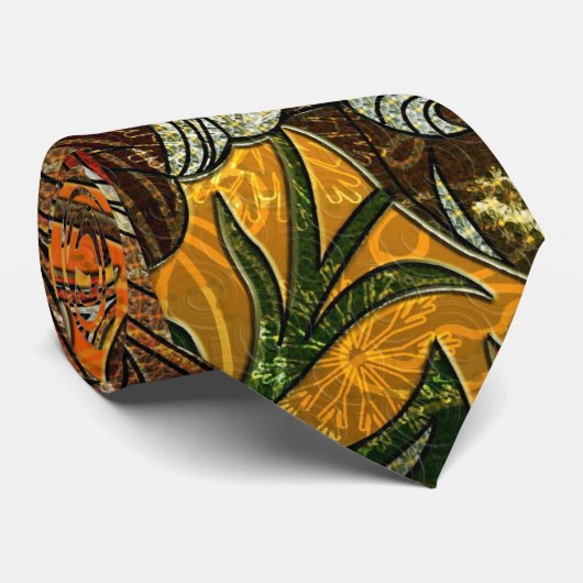 Retro Abstracte Floral Collage Stropdas (Opgerold)