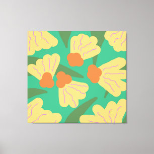 Retro Abstracte Florals Canvas Afdruk