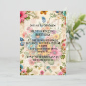 Retro Abstracte Flower Art verjaardagsfeestje Kaart (Staand voorkant)