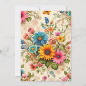 Retro Abstracte Flower Art verjaardagsfeestje Kaart (Achterkant)