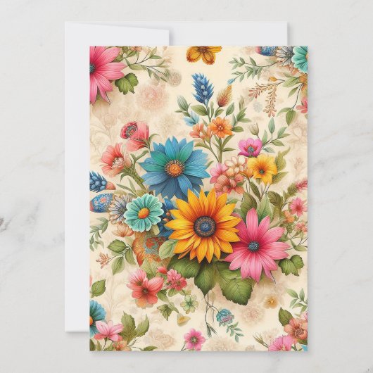 Retro Abstracte Flower Art verjaardagsfeestje Kaart (Achterkant)