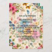 Retro Abstracte Flower Art verjaardagsfeestje Kaart (Voorkant / Achterkant)