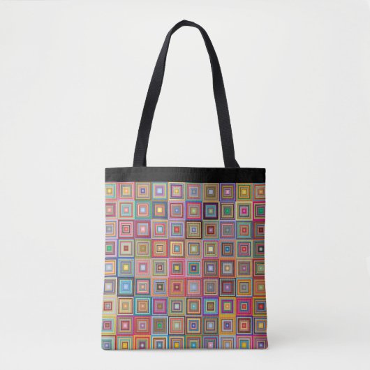 Retro abstracte gekleurde vierkanten tote bag (Voorkant)