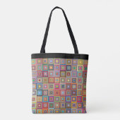 Retro abstracte gekleurde vierkanten tote bag (Achterkant)