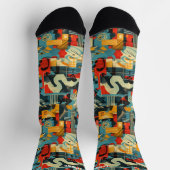 Retro Abstracte geometrie met vetgedrukte primaire Sokken (Top)