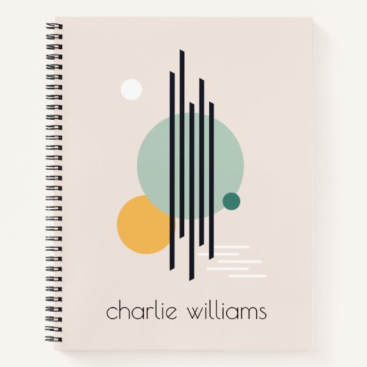Retro abstracte geometrische kunst aangepaste naam notitieboek (Voorkant)
