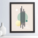 Retro abstracte geometrische kunst folie afdrukken<br><div class="desc">Poster met abstracte,  geometrische vormen in retrokleuren met een gouden folie accent.</div>