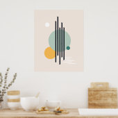 Retro abstracte geometrische kunst poster (Keuken)
