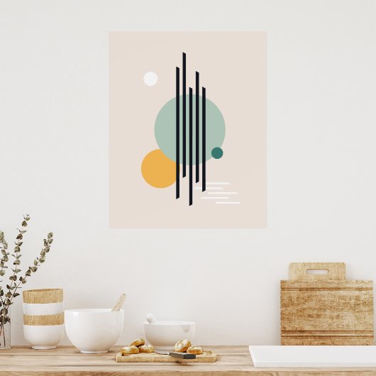 Retro abstracte geometrische kunst poster (Keuken)