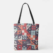 Retro Abstracte Geometrische Patroon Gepersonalise Tote Bag (Achterkant)
