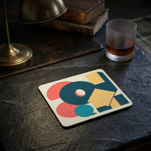 Retro Abstracte Geometrische Risograaf Kunst Desig Kartonnen Onderzetters
