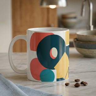 Retro Abstracte Geometrische Risograaf Kunst Desig Koffiemok