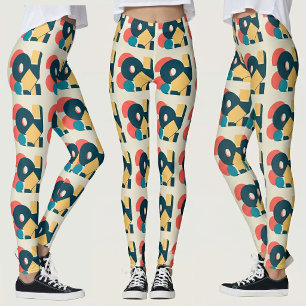 Retro Abstracte Geometrische Risograaf Kunst Desig Leggings