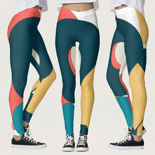 Retro Abstracte Geometrische Risograaf Kunst Desig Leggings