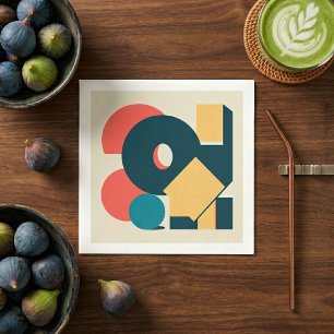 Retro Abstracte Geometrische Risograaf Kunst Desig Servet