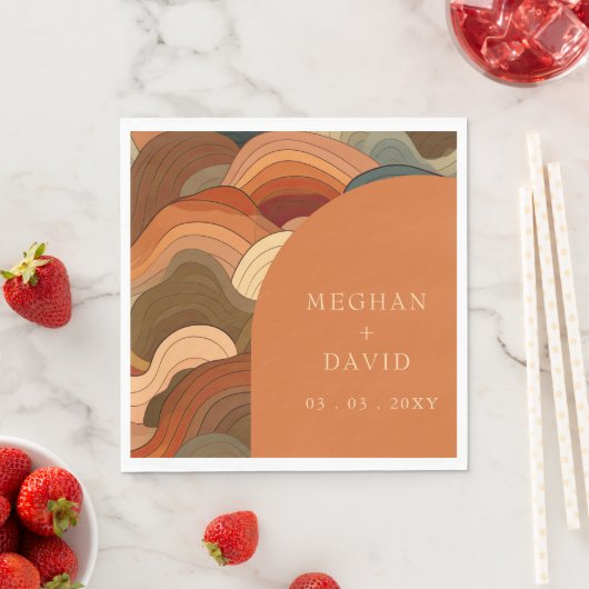 Retro Abstracte golfboog aardachtig terracotta Sin Servet (Insitu)