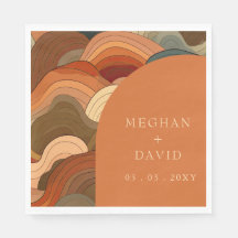 Retro Abstracte golfboog aardachtig terracotta Sin