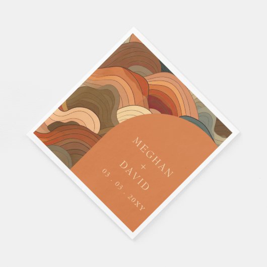 Retro Abstracte golfboog aardachtig terracotta Sin Servet (Hoek)