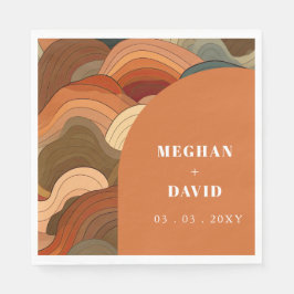 Retro Abstracte golfboog aardachtig terracotta Sin Servet