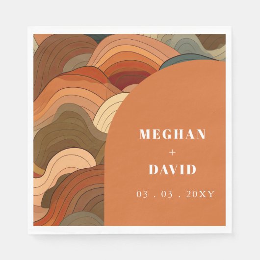 Retro Abstracte golfboog aardachtig terracotta Sin Servet (Voorkant)