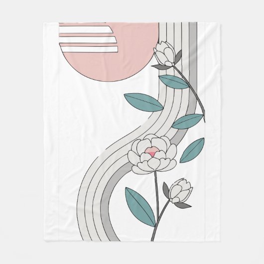 Retro Abstracte Golfleurige Tuin Kunst Fleece Deken (Voorkant)