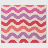 Retro Abstracte Golven Roze Paarse Rode Patroon Cadeaupapier (Vlak)
