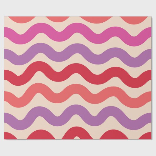 Retro Abstracte Golven Roze Paarse Rode Patroon Cadeaupapier (Vlak)