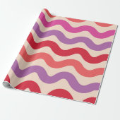 Retro Abstracte Golven Roze Paarse Rode Patroon Cadeaupapier (Uitgerold)