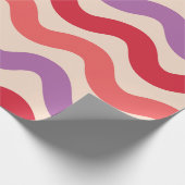 Retro Abstracte Golven Roze Paarse Rode Patroon Cadeaupapier (Hoek)