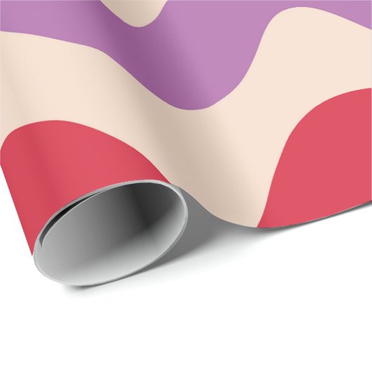 Retro Abstracte Golven Roze Paarse Rode Patroon Cadeaupapier (Rol Hoek)