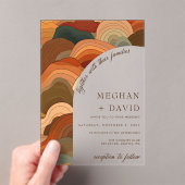 Retro Abstracte golven Terracotta Oranje bruiloft Acryl Uitnodigingen (Insitu (Draagbaar))