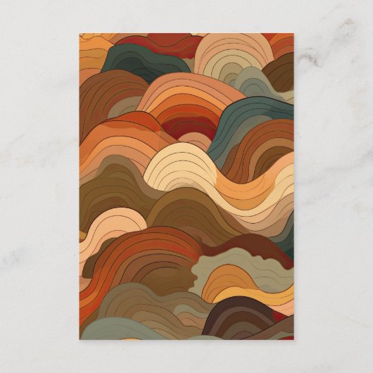 Retro Abstracte Golven Terracotta Oranje Bruiloft Informatiekaartje (Achterkant)