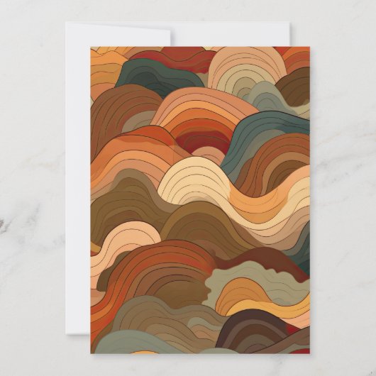 Retro Abstracte golven Terracotta Oranje bruiloft Kaart (Achterkant)