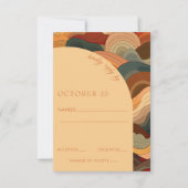 Retro Abstracte golven Terracotta Oranje bruiloft RSVP Kaartje (Voorkant)