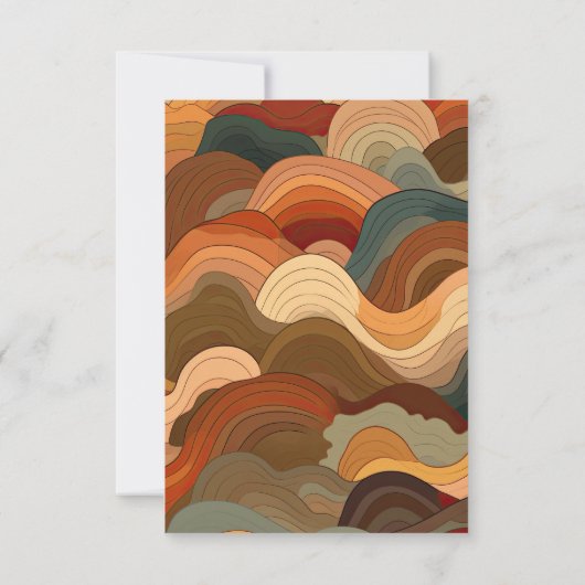 Retro Abstracte golven Terracotta Oranje bruiloft RSVP Kaartje (Achterkant)