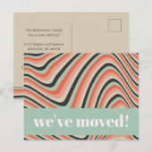 Retro Abstracte golvende strepen Perzik verplaatst Briefkaart (Voorkant / Achterkant)