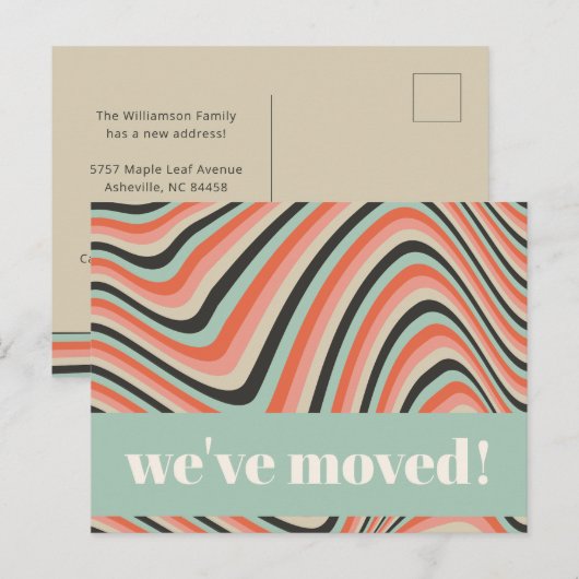 Retro Abstracte golvende strepen Perzik verplaatst Briefkaart (Voorkant / Achterkant)