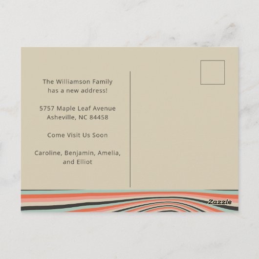 Retro Abstracte golvende strepen Perzik verplaatst Briefkaart (Achterkant)