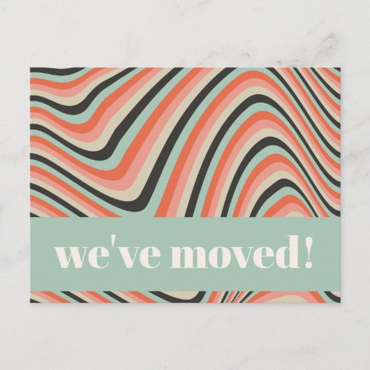 Retro Abstracte golvende strepen Perzik verplaatst Briefkaart (Voorkant)